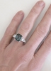 Radiant Natural Green Sapphire and Baguette Diamond Ring in 18k white gold