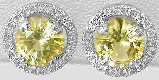 Natural Yellow Sapphire Diamond Stud Earrings