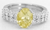 Genuine Oval Yellow Sapphire and Diamond Engagement Ring Set in 14k white gold