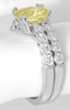 Natural Oval Yellow Sapphire and Diamond Engagement Ring Set in 14k white gold
