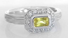 East West Set Natural Yellow Sapphire Ring in 14k white gold