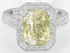 Natural Yellow Sapphire Ring - Radiant Cut with Diamond Halo