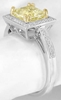 Unheated Asscher Cut Yellow Sapphire & Diamond Ring in 14k white gold