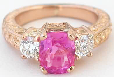 Pink Sapphire Engagement Ring in Rose Gold