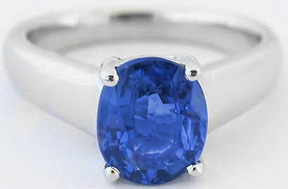 Blue Sapphire and Diamond Ring in 14k White Gold