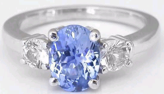 1.77 ctw Ceylon Blue Sapphire and White Sapphire Ring in 14k white gold