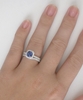 Real Cushion Cut Sapphire and Diamond Engagement Ring in 14k white gold with matching band