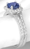 Genuine Cushion Cut Sapphire and Diamond EngagementRing in 14k white gold with matching band