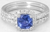 1.77 ctw Ceylon Sapphire and Diamond Ring in 14k white gold with optional matching band