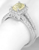 Split Shank Emerald Cut Yellow Sapphire and Diamond Ring in 14k white gold