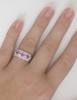 Genuine Princess Cut Pink Sapphire and Diamond Band in 14k white gold