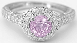 Light Pink Sapphire and Diamond Engagement Ring in 14k white gold