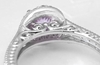 Ornate band of Light Pink Sapphire and Diamond Engagement Ring in 14k white gold