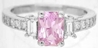 1.57 ctw Radiant Cut Pink Sapphire and Diamond Ring in 14k white gold