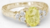 Antique Style Yellow Sapphire Ring with Carved Band in 14k yellow gold