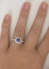 1.77 ctw Ceylon Sapphire & Diamond Ring in 14k white gold on the hand