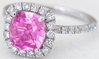 Large Cushion Cut Pink Sapphire and Diamond Ring in 14k white gold