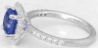 Cushion Cut Natural Sapphire Engagment Ring with a real diamond halo in solid 14k white gold