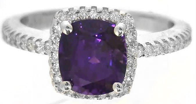 2.47 ctw Purple Sapphire and Diamond Ring in 14k white gold