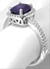 14k white gold Purple Sapphire and Diamond Engagement Ring