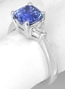 Cushion Blue Sapphire and Trillion Diamond Ring in Platinum