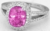 Real Hot Pink Sapphire and Diamond Split Shank Engagment Ring in 18k White Gold for sale