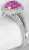 3.08 ctw Hot Pink Sapphire and Diamond Halo Ring in 18k White Gold