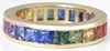 4.0 ctw Channel Set Princess Cut Rainbow Sapphire Eternity Band Ring in 14k gold - SSR-5951