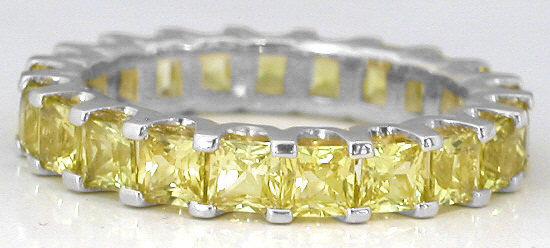 4.3 ctw Princess Cut Yellow Sapphire Eternity Band Ring in 14k white gold