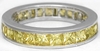 Channel Set Princess Cut Yellow Sapphire Eternity Ring in 14k white gold