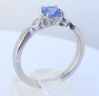 Blue sapphire and diamond ring- petite ring with vintage styling in 14k white gold
