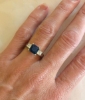 Natural Princess Blue Sapphire and Princess White Sapphire Engagement Ring in solid 14k white gold