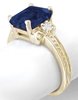 Emerald Cut Blue Sapphire Ring with rope design in 14k yellow gold