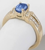 Oval Blue Sapphire Diamond Ring in 14k