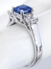 Classic Natural Sapphire Three Stone Ring in 14k White Gold for sale