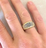Pave set shades of natural blue sapphire fashion ring with real diamonds in solid 18k yellow gold