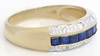 Natural Blue Sapphire Channel Set Ring in solid 14k yellow gold for sale