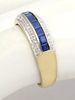 Genuine Blue Sapphire Channel Set Ring with Diamond Accents in solid 14k yellow gold for sale
