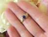 Designer Natural Blue Sapphire Fashion Ring with Real Baguette Diamond Ring in solid 18k yellow for sale