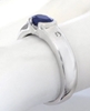 Natural Sapphire Solitaire Ring - East West Semi Bezel Set in solid 14k white gold