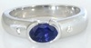 Natural Sapphire Solitaire Ring - East West Semi Bezel Set in solid 14k white gold