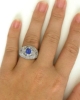 Cornflower blue Ceylon sapphire ring with pavÃ© diamonds in 14k white gold