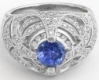 Cornflower blue Ceylon sapphire ring with pavÃ© diamonds in 14k white gold