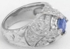 Estate-style round natural sapphire and diamond ring in 14k white gold