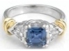 Trillion cut natural blue sapphire ring in 18k yellow gold or platinum