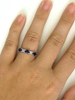 East West Set Real Sapphire and Genuine Diamond Band Ring in solid 18k white gold for sale