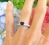 Natural royal blue sapphire and real diamond engagement ring in 14k white gold setting for sale