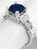 Deep Blue Round Natural Sapphire Wedding Ring with Real Diamonds in Solid 14k white gold band for sale