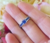Natural Ceylon Blue Sapphire Ring - Channel Set Princess Cut in 14k white gold