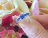 Channel Set Princess Cut Natural Ceylon Sapphire Ring in 14k white gold